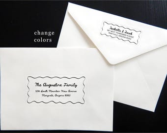 Address Label Template, Edit in Canva, Fun & Whimsical Designs with Curvy Border, Change Colors, Printable 4 x 2" and 2.625 x 1" Sizes