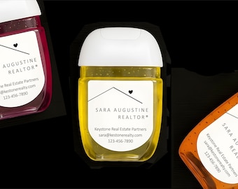 Realtor Hand Sanitizer Label, Real Estate Agent Mini Anti Bac/Bacterial Label, Open House Favor, Marketing Giveaway, Add Logo, Download File