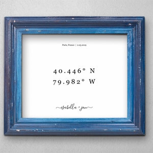 Coordinates Print Template, Printable Custom Valentine&#39;s Day Wedding Anniversary Gift for Couple, Editable Wall Art Instant Download Digital