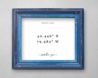 Coordinates Print Template, Printable Custom Valentine's Day Wedding Anniversary Gift for Couple, Editable Wall Art Instant Download Digital