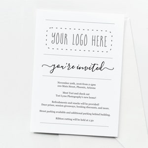 Simple Business Invitation Template, Add Logo, Printable Business Launch Announcement Networking Event Invite, Instant Download Digital File