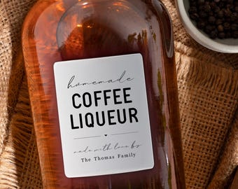 Homemade Coffee Liqueur Label Template - Printable Gift Sticker, Personalize Custom Editable PDF Digital File Instant Download DIY PDF