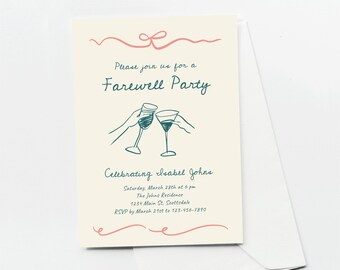 Farewell Party Invitation Template for Woman or Man, Going Away Hand Drawn Drink Doodles, Printable & Evite, Instant Download Digital File
