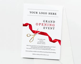 Business Grand Opening Invitation Template, Add Logo, Printable Business Launch Announcement Event Invite, Flyer, Download Digital File