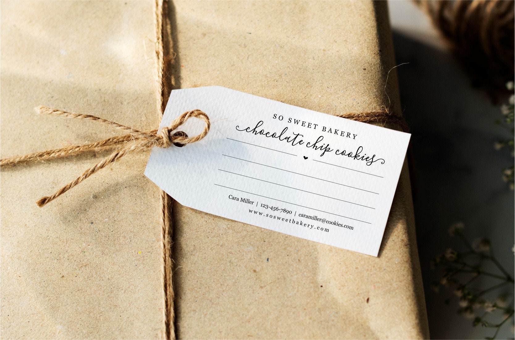 Bakery Order Tag Template, Baked Good Gift Tag Write In Order