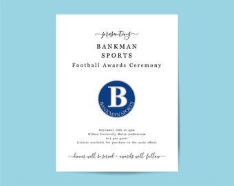Sports Award Banquet Flyer Template, Printable 8.5x11" Football Softball Baseball Soccer Sign, Edit in Microsoft Word & Google Docs