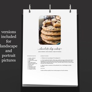 May include: A printable recipe card for chocolate chip cookies with a photo of a stack of cookies. The recipe includes ingredients, directions, and notes. The recipe card is printed on white paper with black text.