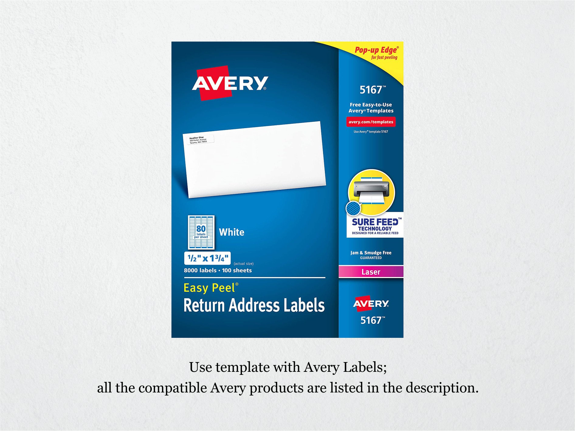 Business Return Address Label Template with Logo, Printable Envelope Avery Label 1 x 2 5/8 ...