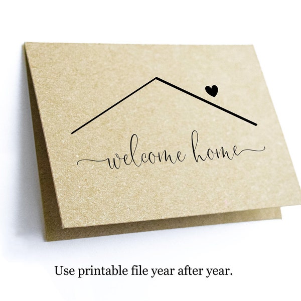 Printable Welcome Home Card Template, Blank Folded New Home Notecard, Realtor Real Estate Agent Stationery Note Instant Download Digital PDF