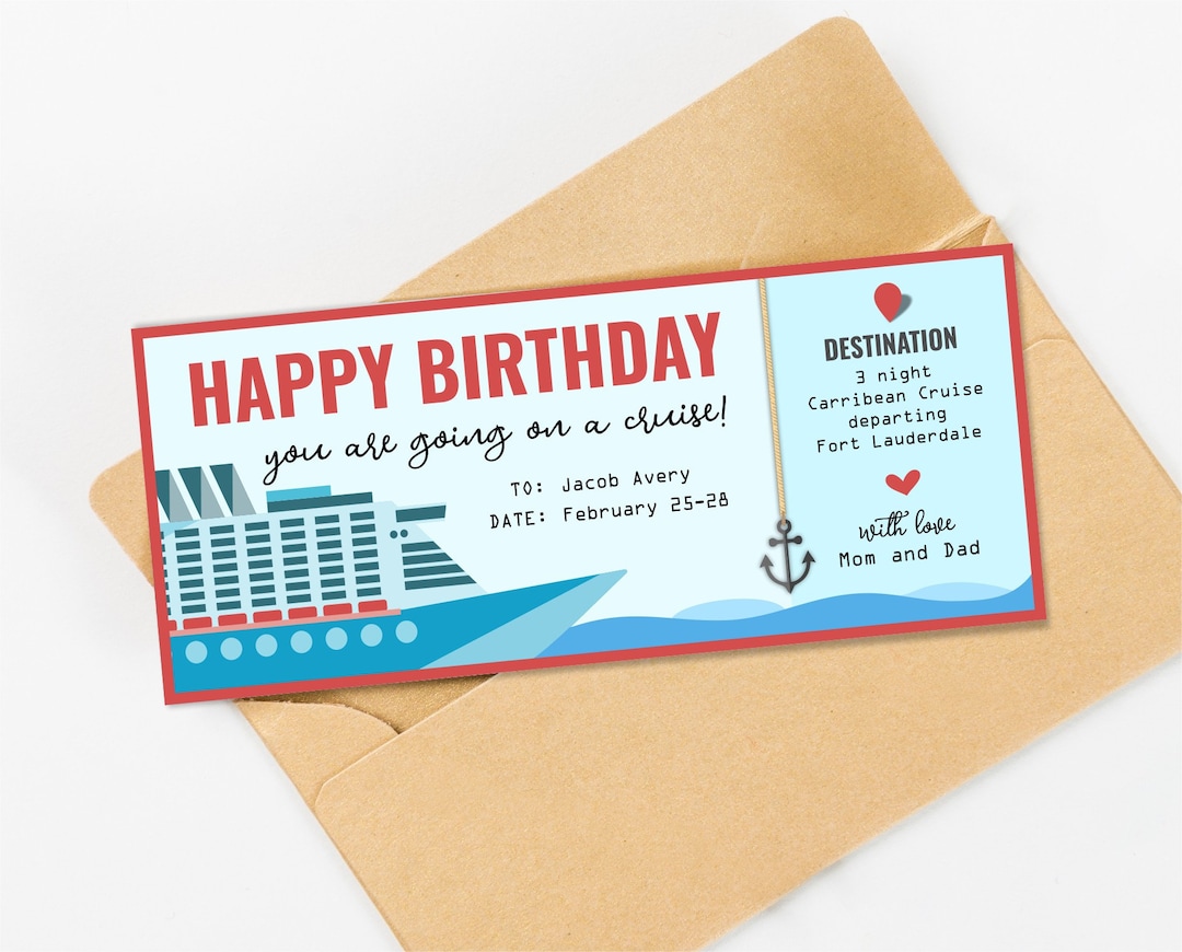 Birthday Cruise Gift Certificate for Him or Her, Printable Fake Birthday Cruise Gift Certificate for Him or Her, Printable Fake