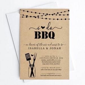 I Do BBQ Invitation Template - Couple Wedding / Bridal Shower, Engagement Party, Rehearsal Dinner - Printable Rustic Mason Jar Download File