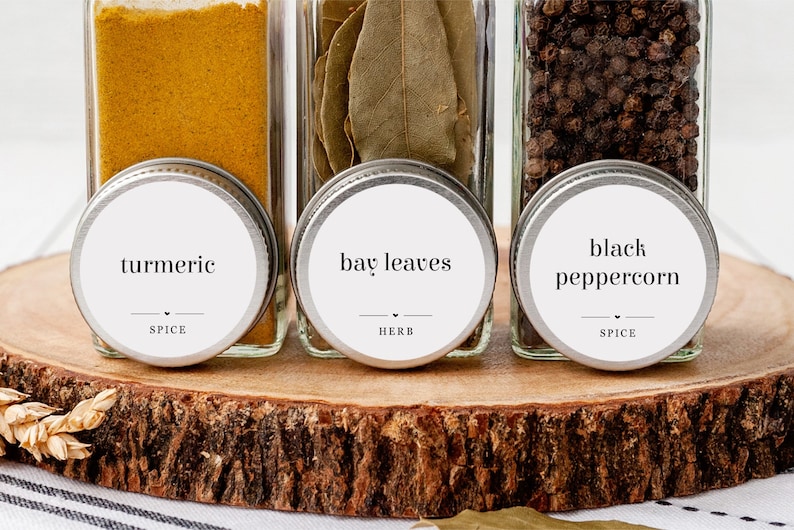 Round Spice Jar Lid Label Template 1.5 & 2 Inch Etsy