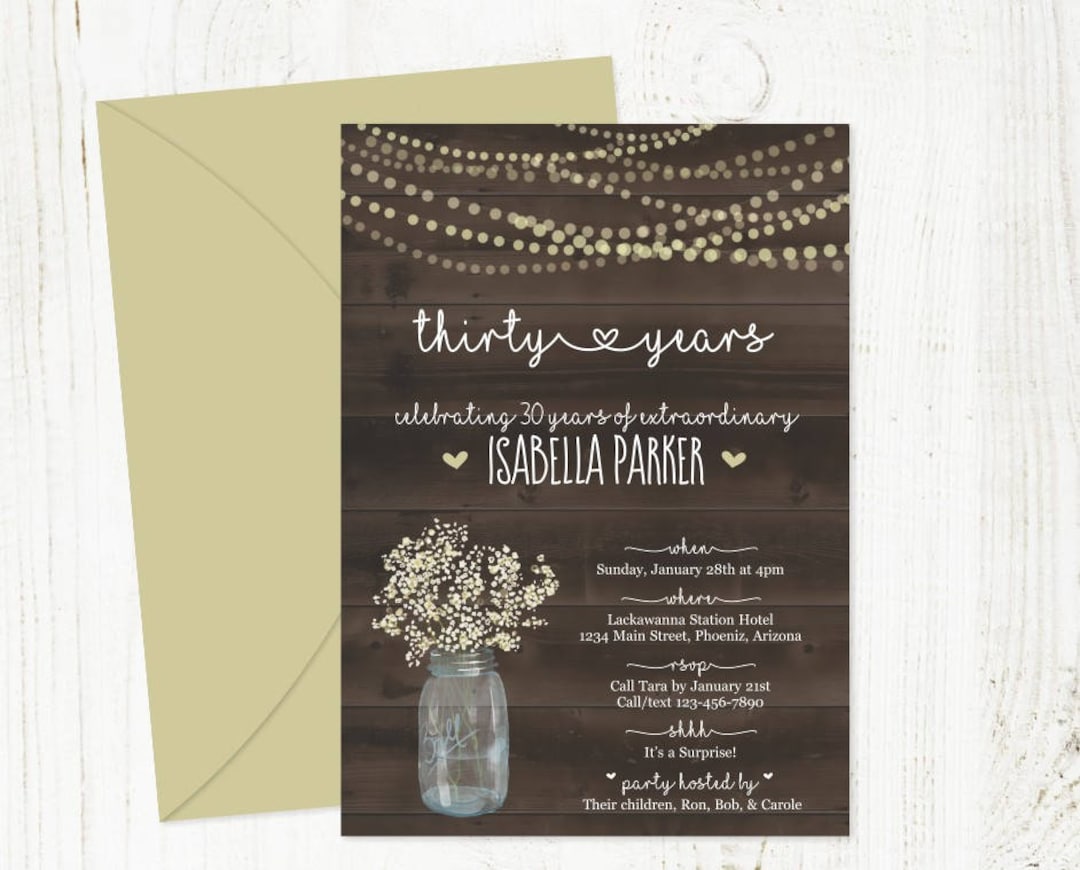 Printable Birthday Invitation Template for Women / Woman Rustic Wood ...