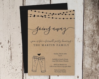 Beer Brewery Going Away Party Invitation Printable Template - Rustic Kraft Paper Farewell Bon Voyage Invite - Instant Download Digital File