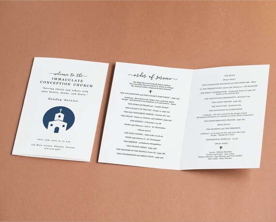 Church Bulletin Template Printable Program Pamphlet Editable - Etsy Ireland