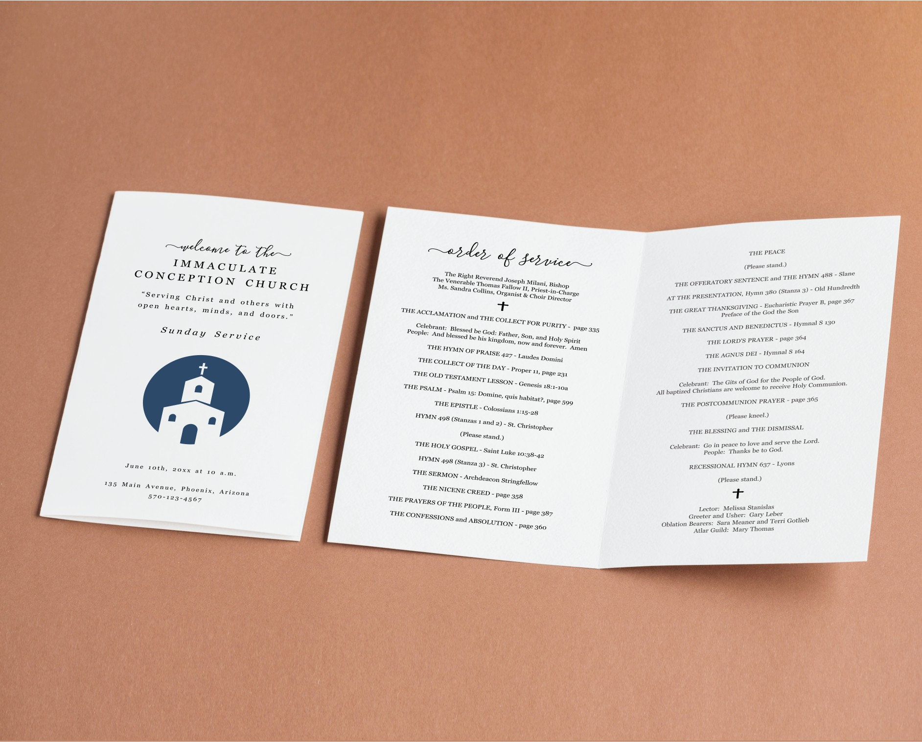 Church Bulletin Template, Printable Program Pamphlet, Editable Word Doc