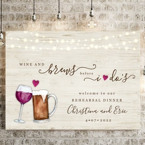 Wine and Brews Before I dos Rehearsal Dinner Couple&#39;s Shower Wedding Welcome Sign Printable Template - Beer & Wine Toast Brewery Poster PDF