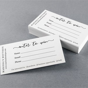 Modèle imprimable de billet de tombola d'affaires, taille de carte de visite simple, entrez pour gagner le formulaire d'entrée de prix de porte, Avery, téléchargement instantané modifiable