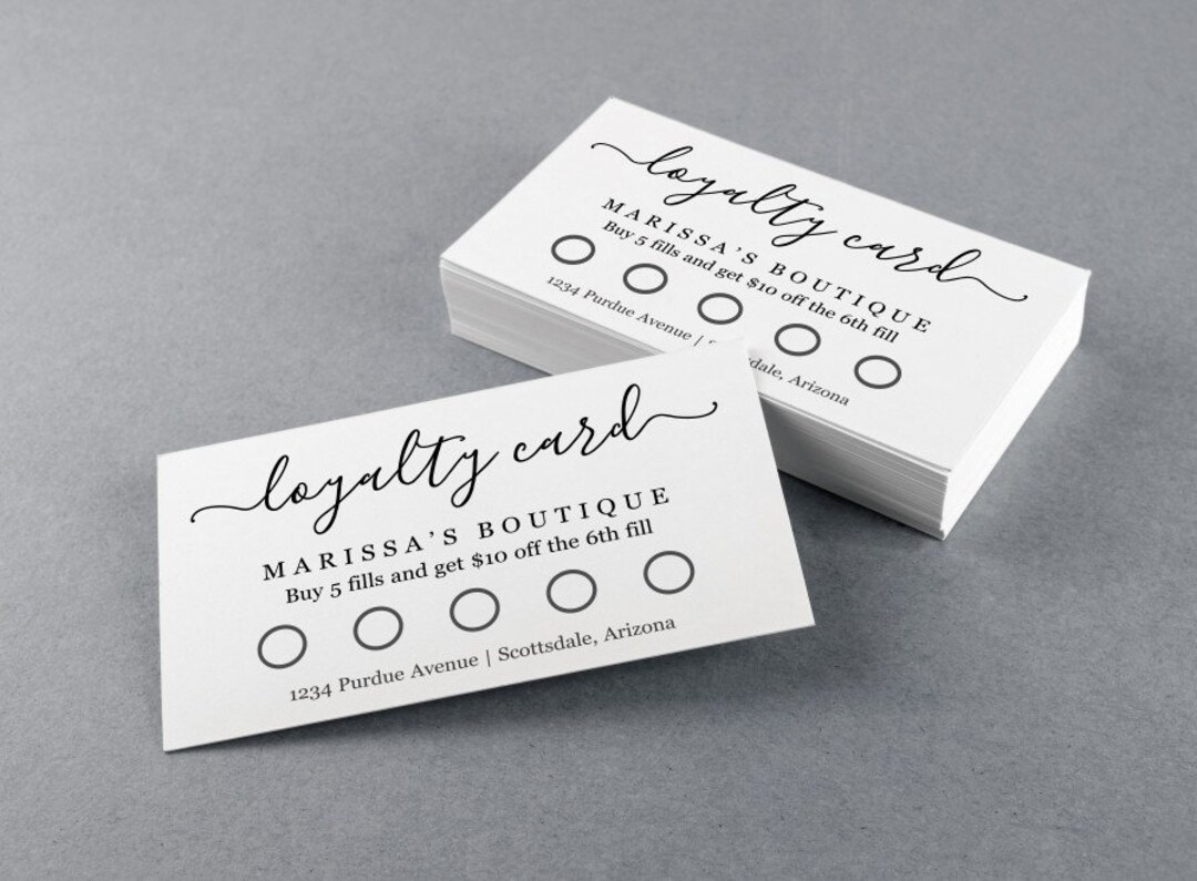 Printable Loyalty Card Template, Simple Reward Punch Card Cardstock