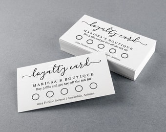 Printable Loyalty Card Template, Simple Reward Punch Card - Cardstock, Kraft Paper or Avery Business Cards - Editable PDF Instant Download