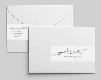 Printable Address Template for Envelope Wraparound Labels - Avery 22838 - Script Handwriting Wrap Around - Instant Download Digital File PDF