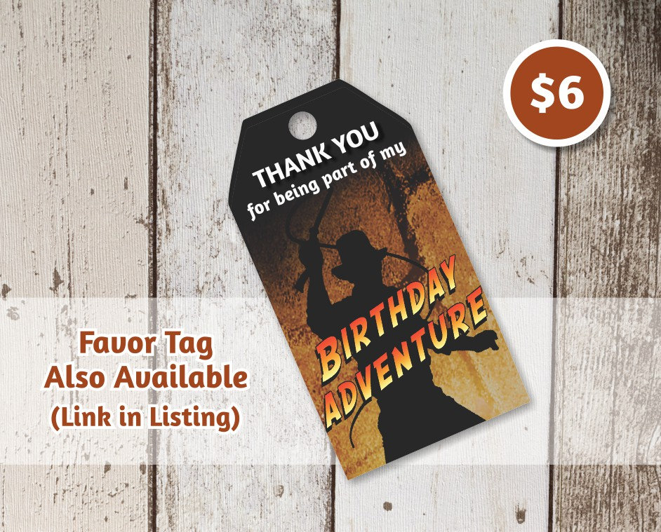 Invitation for Indiana Jones Themed Birthday Party - Instant file