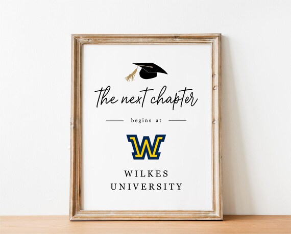 The Next Chapter begins with College Logo Sign, Printable High School Graduation Party Decoration Template, Instant Download Digital File