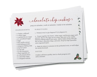 Editable Christmas Recipe Card Template - Printable Index Card Size 4x6 Easy DIY Digital File Instant Download PDF