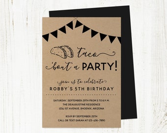 Taco Bout a Party Birthday Invitation Template, Printable Fiesta Invite Instant Download Digital File DIY PDF Kids Adult Girl Boy 1st First