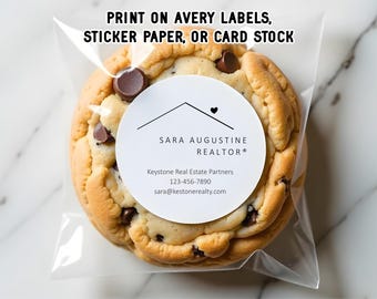 Realtor Sticker, Real Estate Agent Favor Label, 2" Round Open House Marketing Giveaway, Prospective Client Gift Tag, Add Logo, Download File