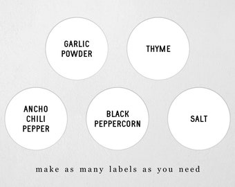 Round Spice Jar Label Template 1.5" & 2 inch Printable Pantry Stickers, Personalize Custom Editable Avery PDF Digital File Instant Download