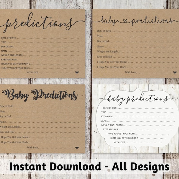 Birth Stat Prediction Cards - Etsy