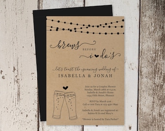 Brews Before I Do Couple Shower Invitation Template, Funny Fun Beer Brewery Bridal Wedding Rehearsal Dinner Engagement Party Invite Download