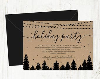 Holiday Party Invitation - Printable Christmas Party Template - Corporate, Company, Luncheon, Open House - Instant Download Digital File PDF
