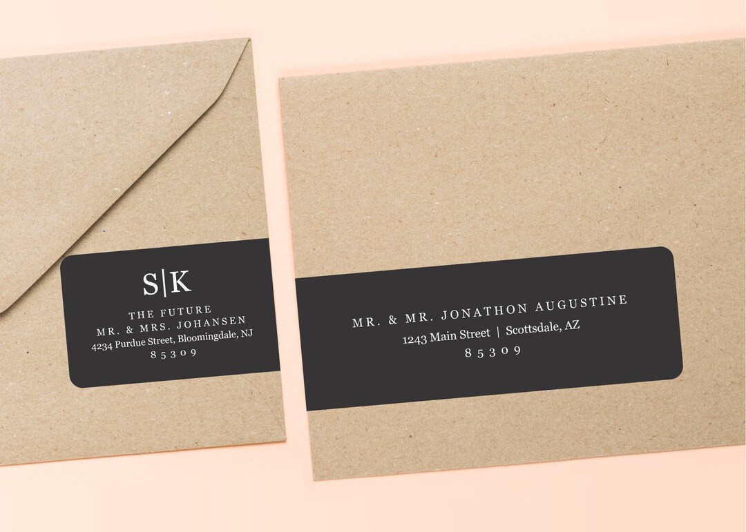Printable Black Address Template for Envelope Wraparound Labels Avery