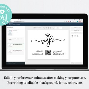 Wifi Password Sign Printable Template With QR Code / Bar Code - Print ...