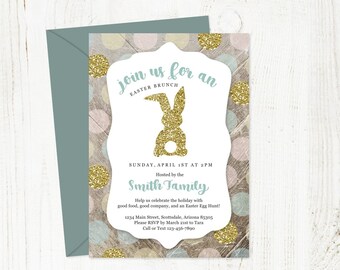 Easter Brunch Invitation Printable Template - Easter Party Invitation - Easter Egg Hunt Invite, Instant Download Digital File PDF