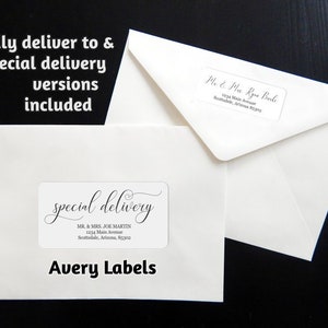 Printable Calligraphy Address Template Envelope Label, Avery 2 x 4 & 1 x 2-5/8 Wedding, Christmas, etc Instant Download Digital File PDF image 2