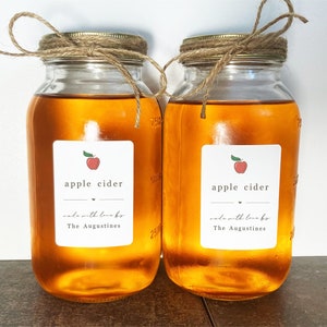 Homemade Apple Cider / Hard Cider Label - Set of 15 Personalized Gift Stickers - Water & Oil Resistant