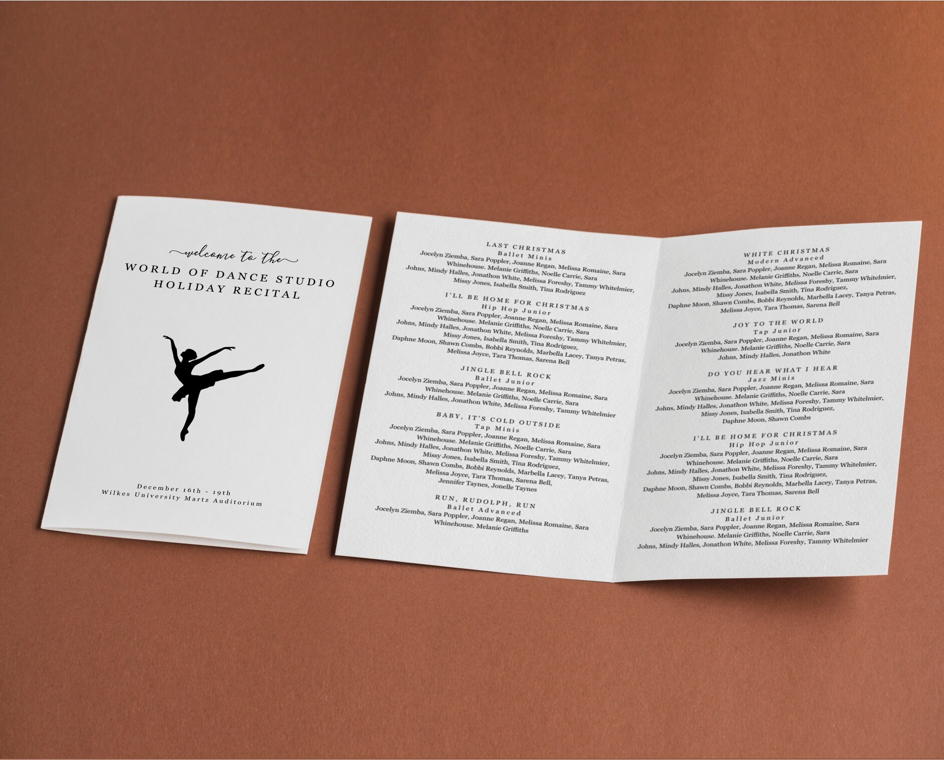 Dance Recital Program Template Printable Pamphlet Editable Word Doc 