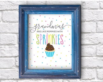 Grandmother Printable Gift - Mother's Day, Birthday, Grandparent's Day - Wall Art - Grandmas Sprinkles Print - Instant Download Digital File