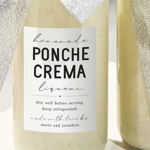 Plantilla de etiqueta de Ponche Crema casera - pegatina de botella de regalo de licor imprimible, personalizar archivo digital editable personalizado descarga instantánea DIY