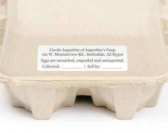State Requirements for Home Coop Egg Carton Label, Ungraded Disclaimer, Fresh Eggs Farmers Market Sticker Template, Avery, Download File