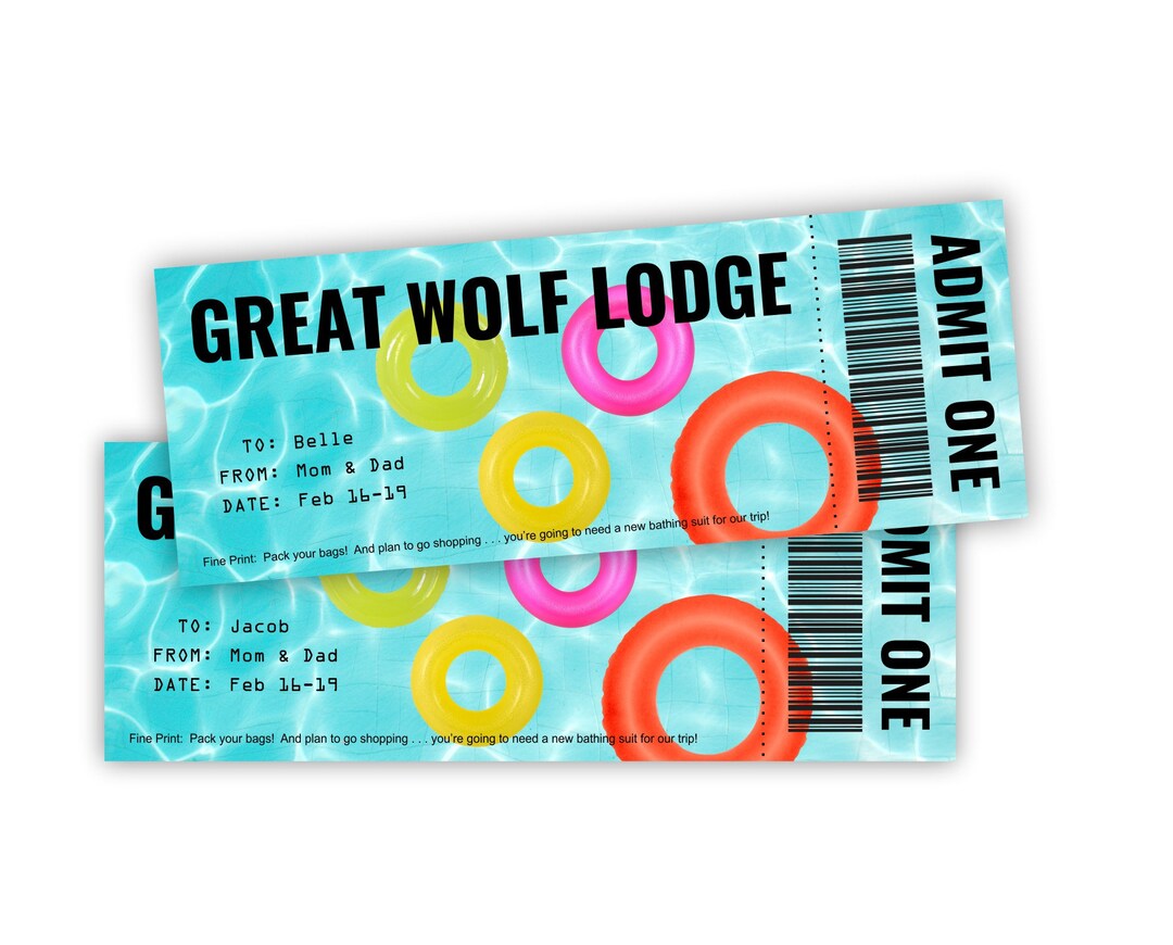 Water Park Ticket Template, Printable Waterpark Gift Certificate Boy Girl, Surprise Kids ...