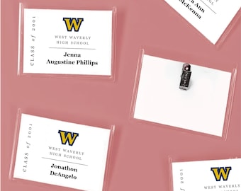 Class Reunion Name Tag with Logo Template, High School or College, Any Year, Printable on Avery Name Badges, Editable Download Digital File
