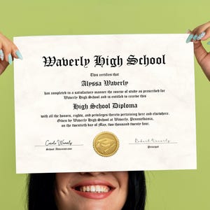 High School Diploma for Homeschool with Gold Seal, Printable Customized Diploma Template, Editable Graduation Certificate Download File