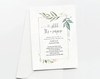 Surprise Bridal Shower Invitation Template, Printable Couple's Wedding Shower Editable Invite Evite Instant Download Digital File