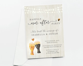 Brewery Wedding Reception Only Invitation Template - Printable Beer Elopement Happily Ever After Party Invite, Instant Download Digital File
