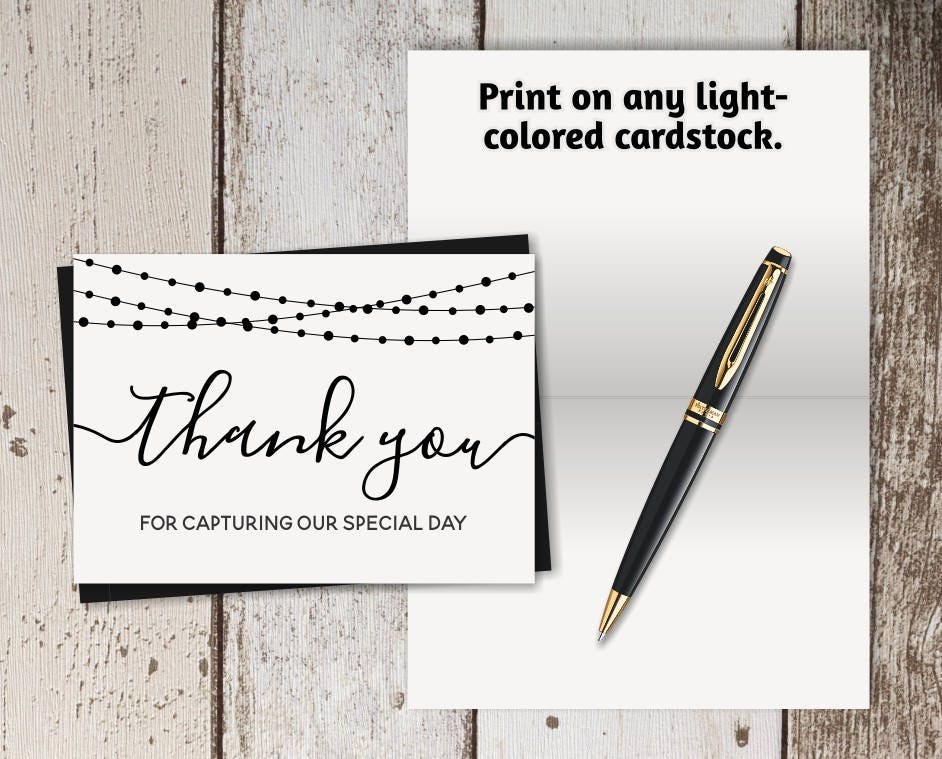 Wedding Vendor Thank You Card Template Printable Tip Card