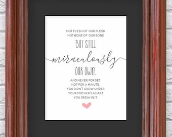 Adoption Wall Art - Printable Gift - Adoption Poem Print for Nursery / Bedroom - PDF Instant Download Digital File - 8x10 5x7 4x6